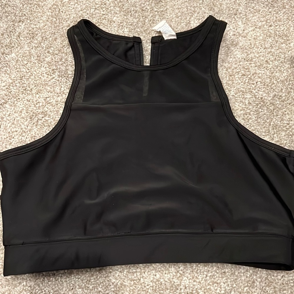 Mesh black sports bra